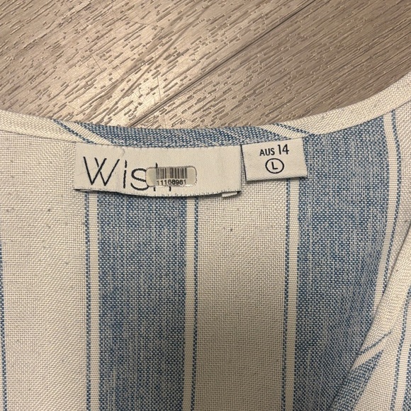 Wish Striped Blue and Cream Tie-Front Blouse - Picture 2 of 2